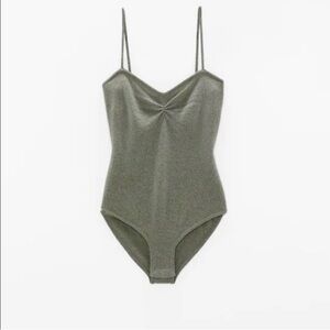 Zara Green Sleeveless Bustier Bodysuit 100% Cashmere size small with box